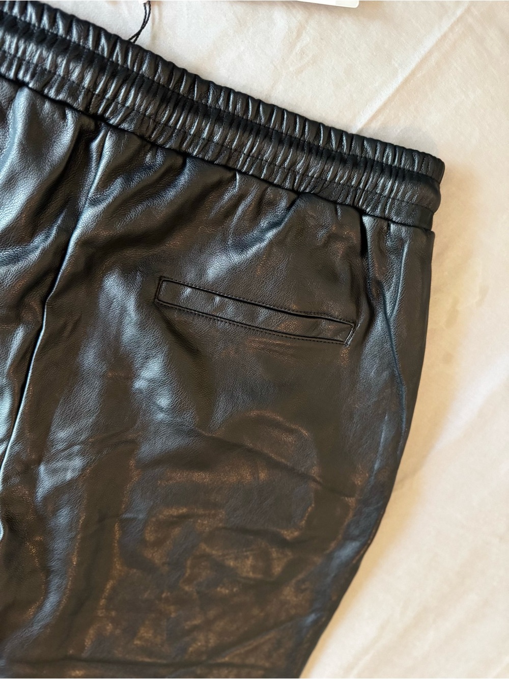 AVEC LES FILLES Black Vegan Faux Leather Jogger Pants Joggers - Picture 10 of 16